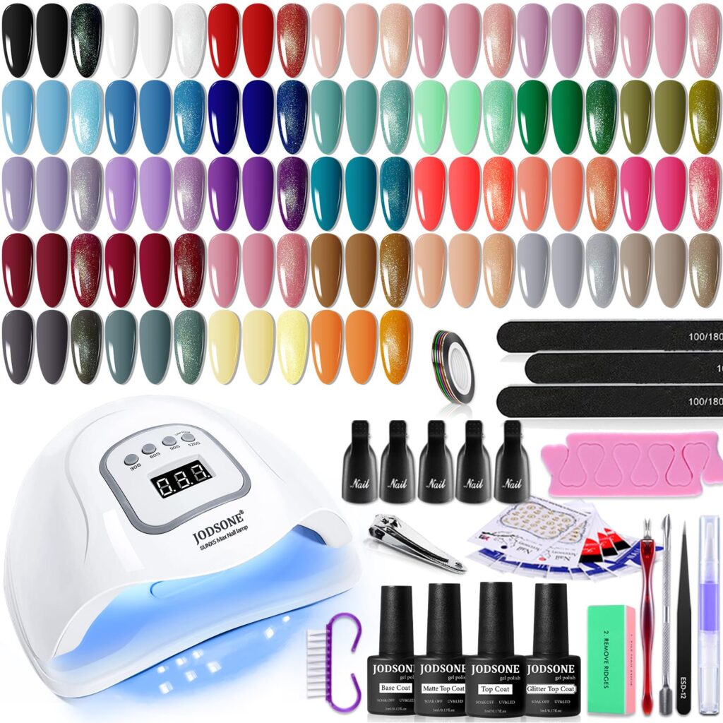 JODSONE Gel Nail Polish Kit with U V Light 32 Colors Gel Polish Nail Kit Soak Off Gel Nail Set Manicure Tools Nail