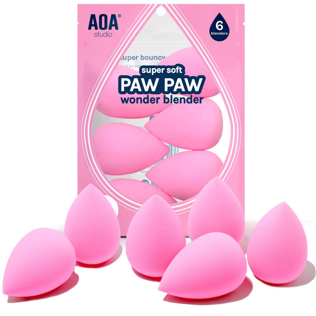 AOA Studio Collection makeup Sponge Set Latex-free and High-definition Set of 6 makeup Wonder blenders For Powder Cream and Liquid