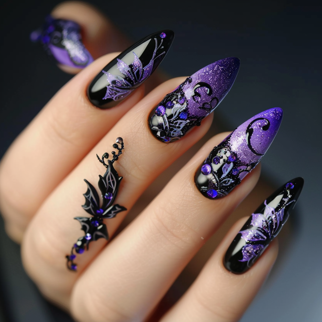 purple black nails 